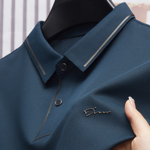 Men's Short-Sleeved T-Shirt Polo Shirt Summer Thin Anti-Wrinkle No-Iron Seamless T-Shirt Cross-Border Middle-Aged Dad's Top
