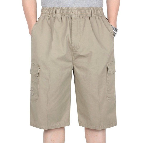 Men's Cropped Trousers for Middle-Aged and Elderly People, Loose Casual Cropped Trousers, Summer Daddy Clothes, Father's Overalls Shorts